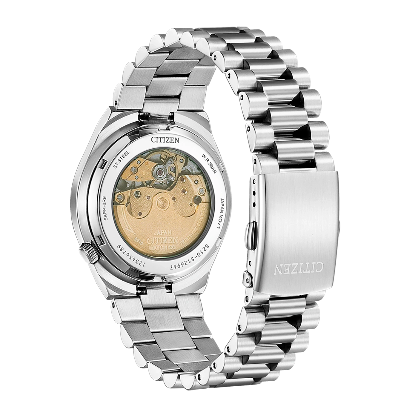 Montre Citizen avec boîtier ouvert et bracelet en acier inoxydable