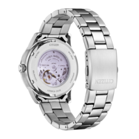 Dos de montre Citizen, acier inoxydable, mouvement japonais, 21 rubis, étanche.