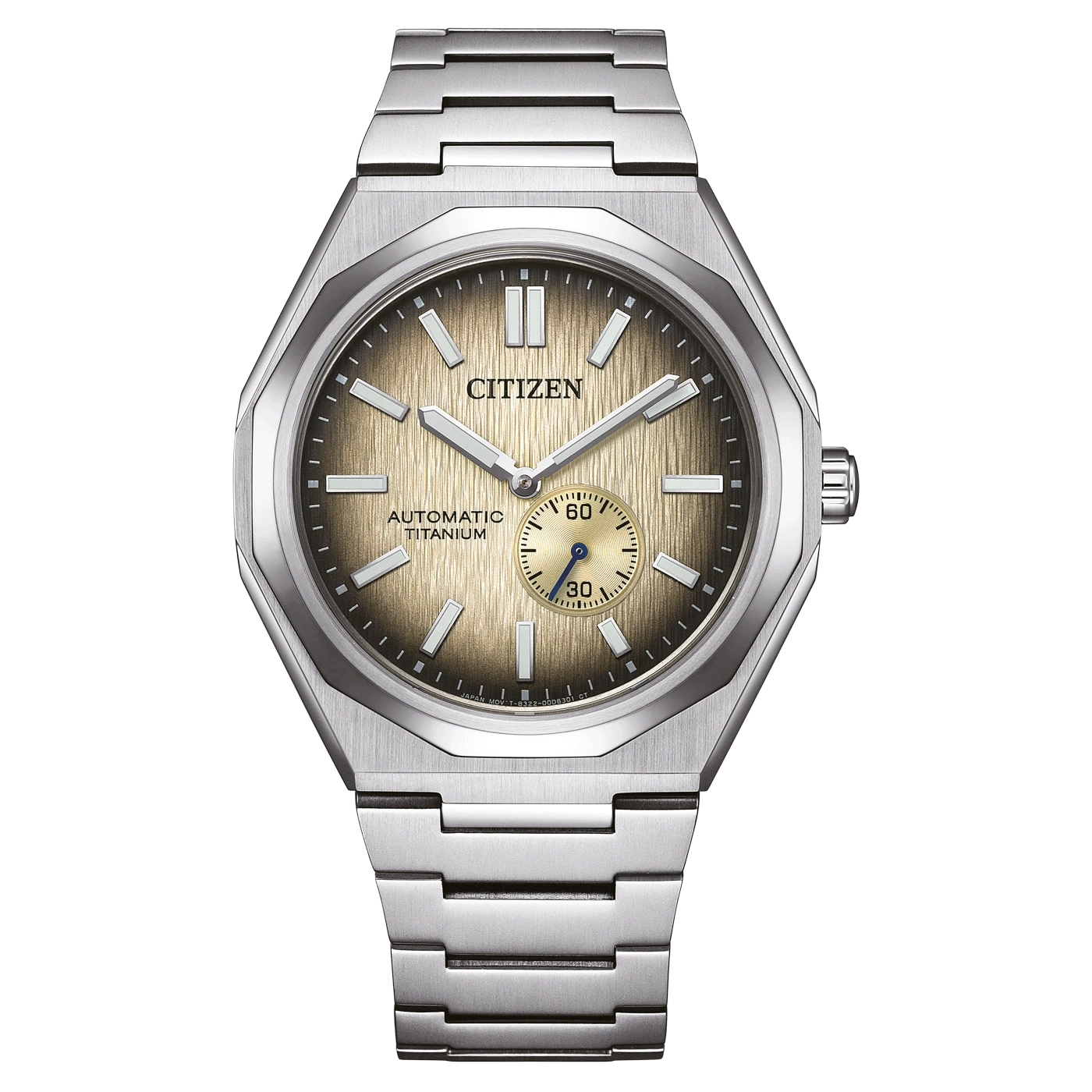 Montre Citizen automatique en titane avec cadran texturé et sous-cadran.