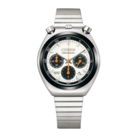 Montre chronographe Citizen argentée avec cadran blanc et noir