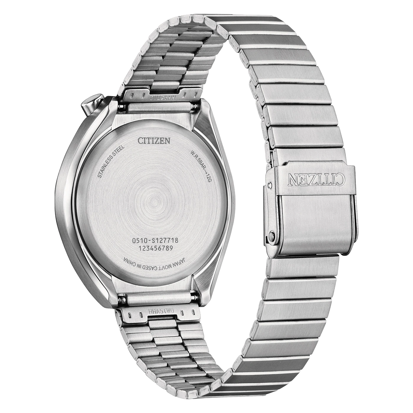 Fond de montre Citizen en acier inoxydable avec numéro de modèle.