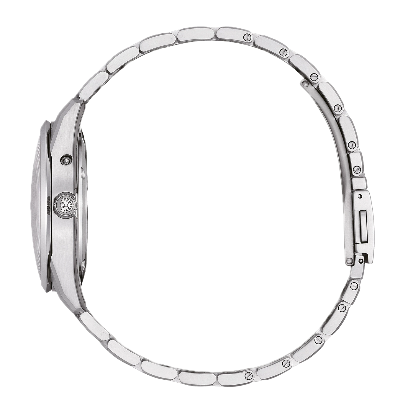 Montre bracelet en argent, vue latérale, bracelet chaîne