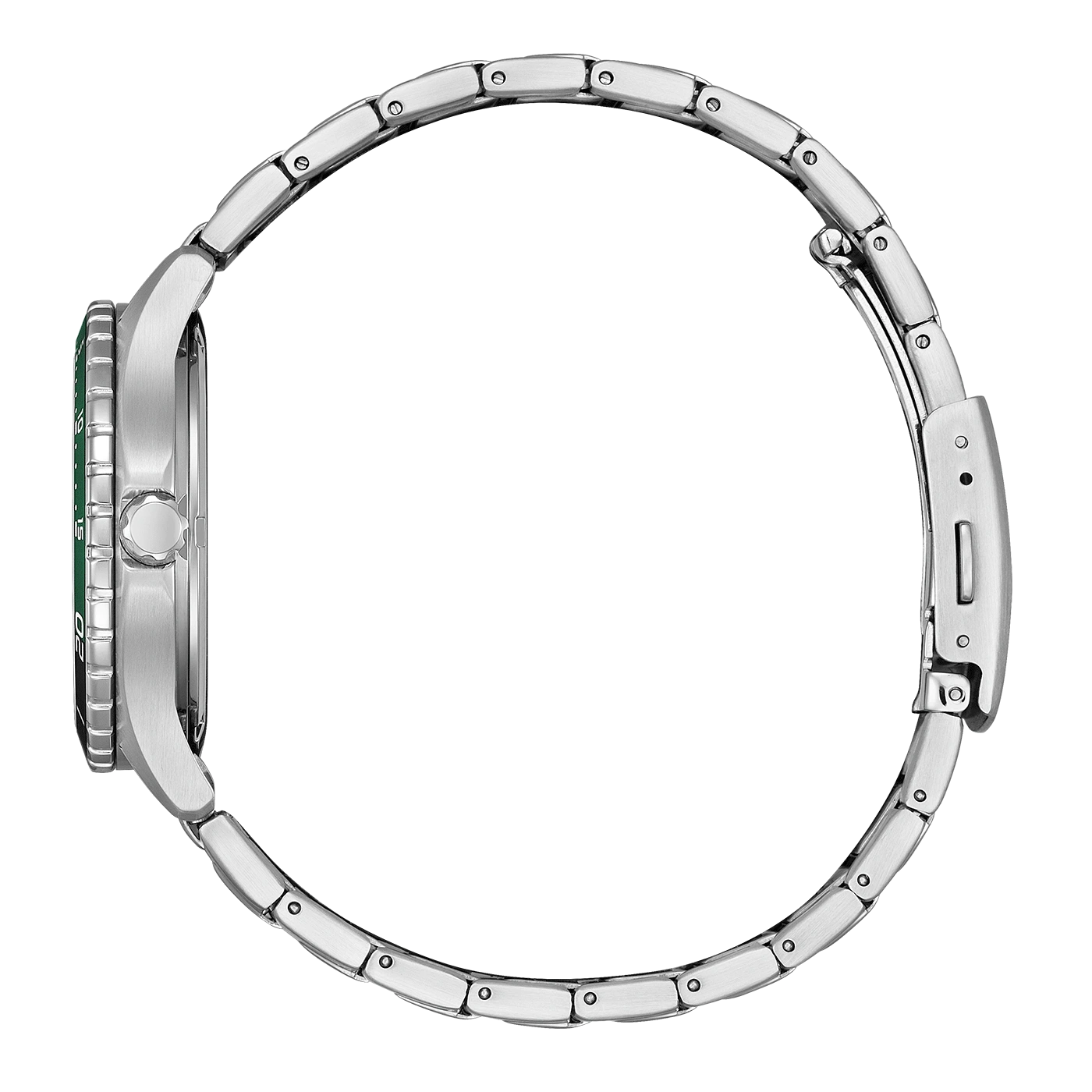 Gros plan d'une montre bracelet en argent de côté