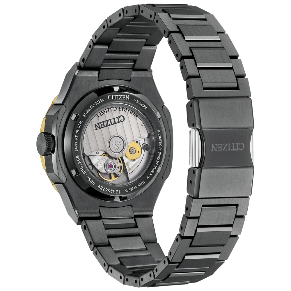 Dos de montre Citizen, acier inoxydable, cristal saphir, édition limitée, noir