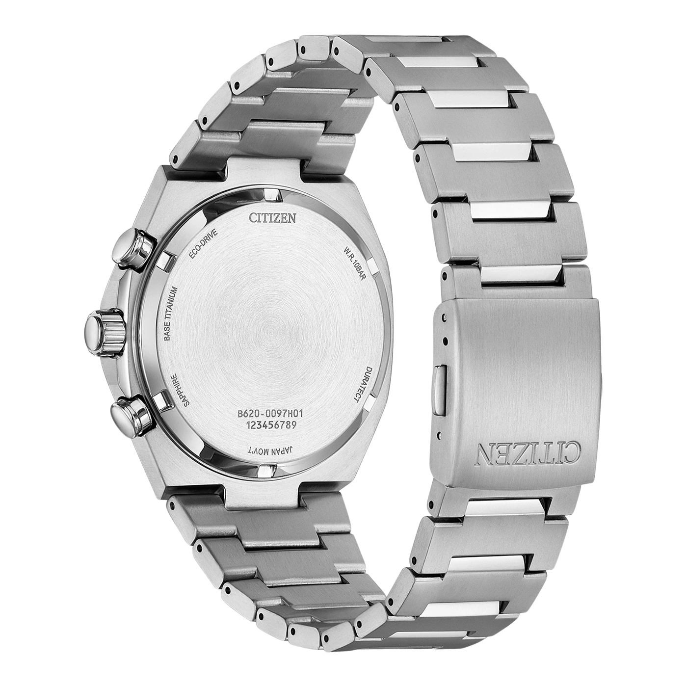 Citizen horloge met geborsteld titanium kast en band.