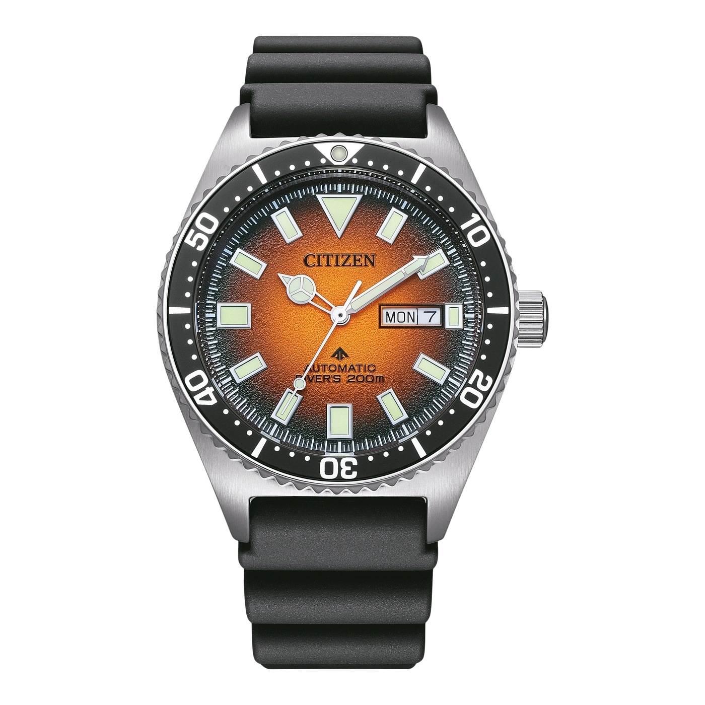 Montre Citizen homme automatique cadran orange bracelet noir