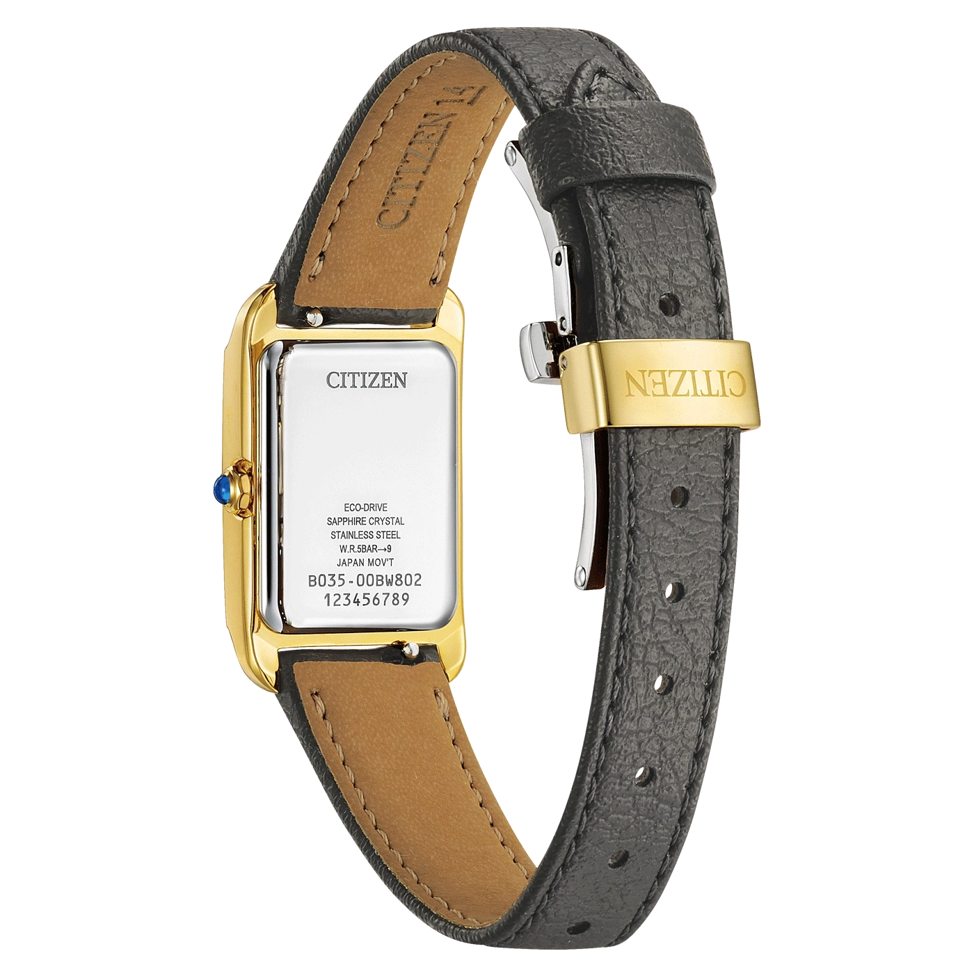 Montre Citizen or cuir noir boucle dorée