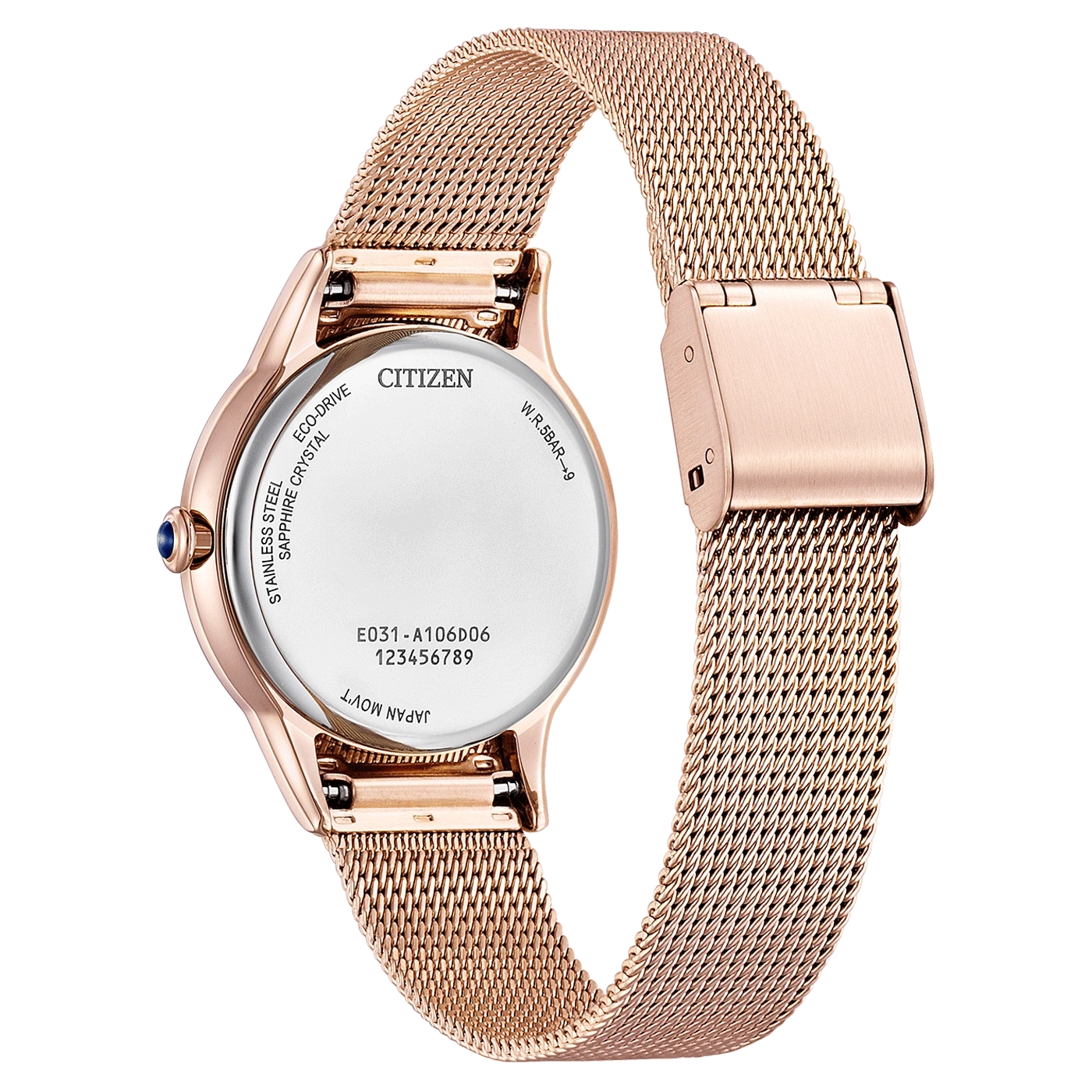 Montre Citizen en or rose avec bracelet en maille