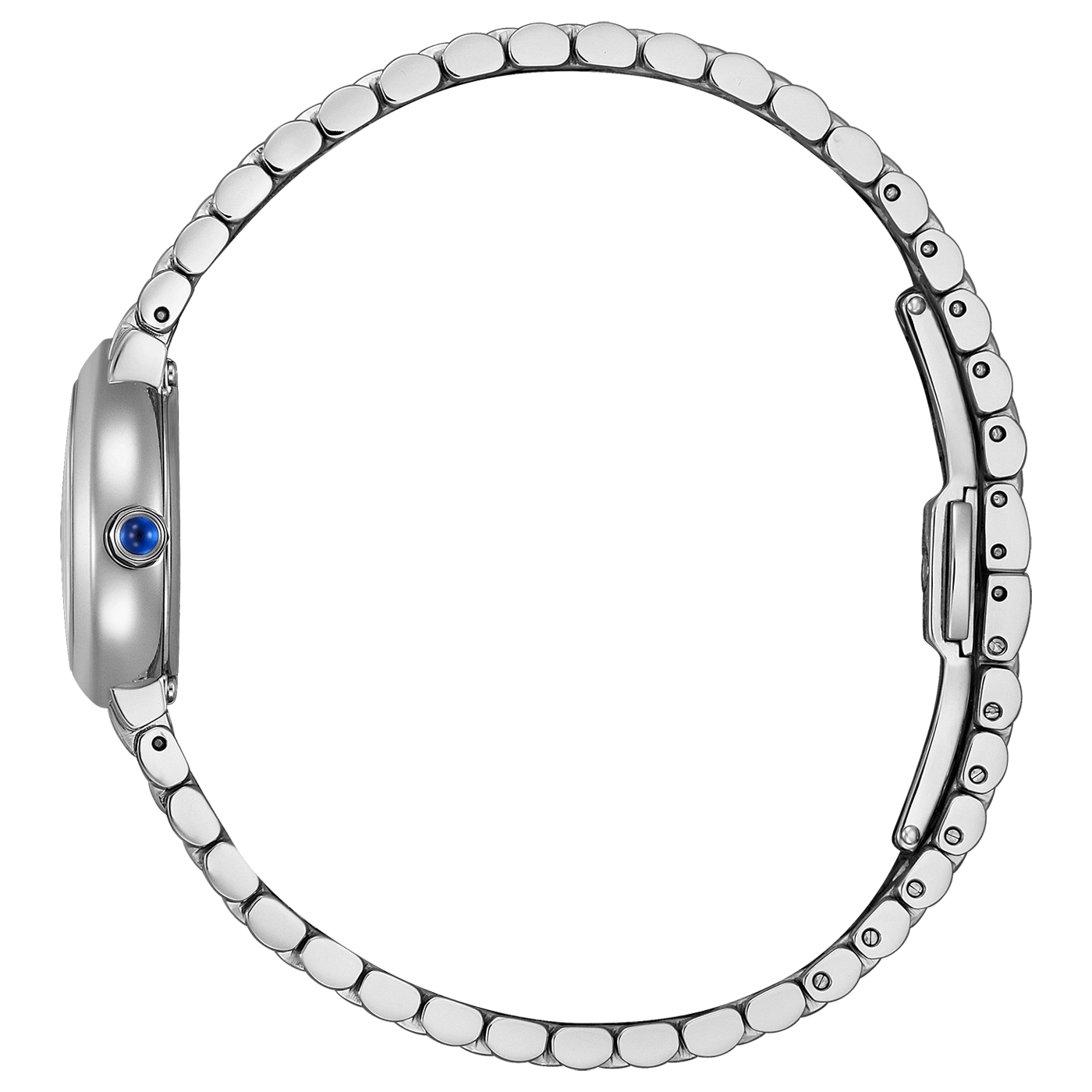 Montre bracelet en argent avec cadran rond et fermoir pratique.