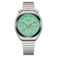 Montre chronographe Citizen verte avec bracelet en métal