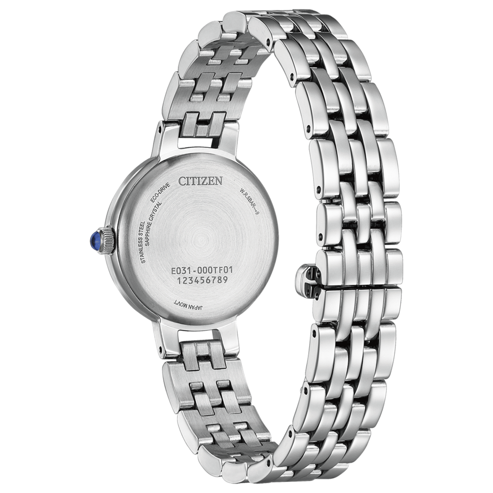 Dos de montre Citizen, acier inoxydable, cristal saphir, Eco-Drive, Japan Movt, W.R.5BAR-9