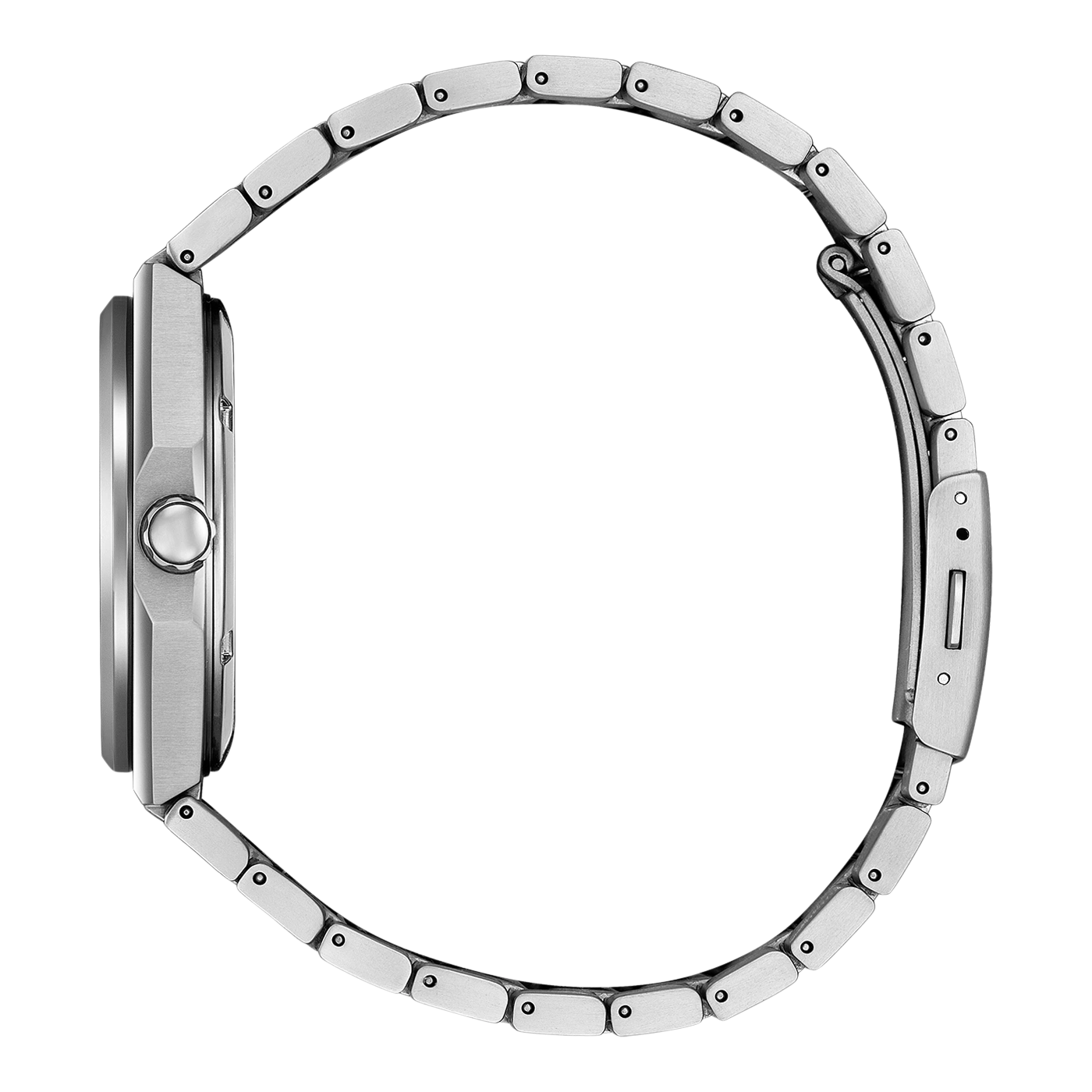 Montre bracelet en argent, vue latérale.