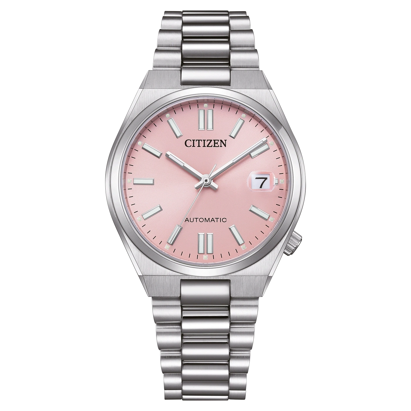 Montre Citizen rose avec bracelet en argent et cadran automatique
