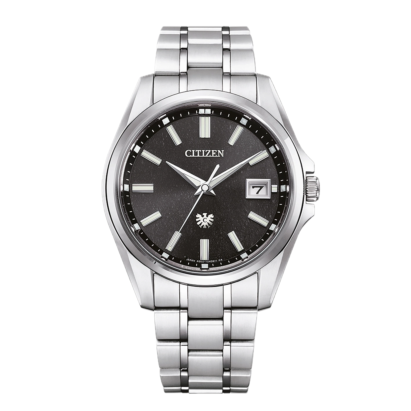 Montre Citizen argentée à cadran noir et bracelet métallique