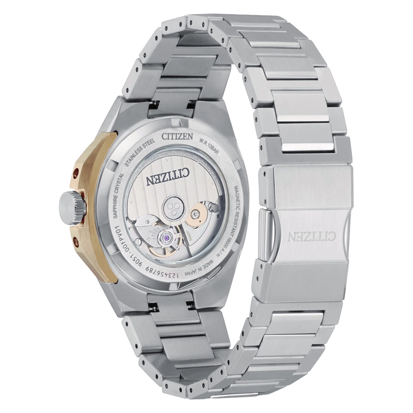 Montre Citizen en acier inoxydable et or avec mouvement visible