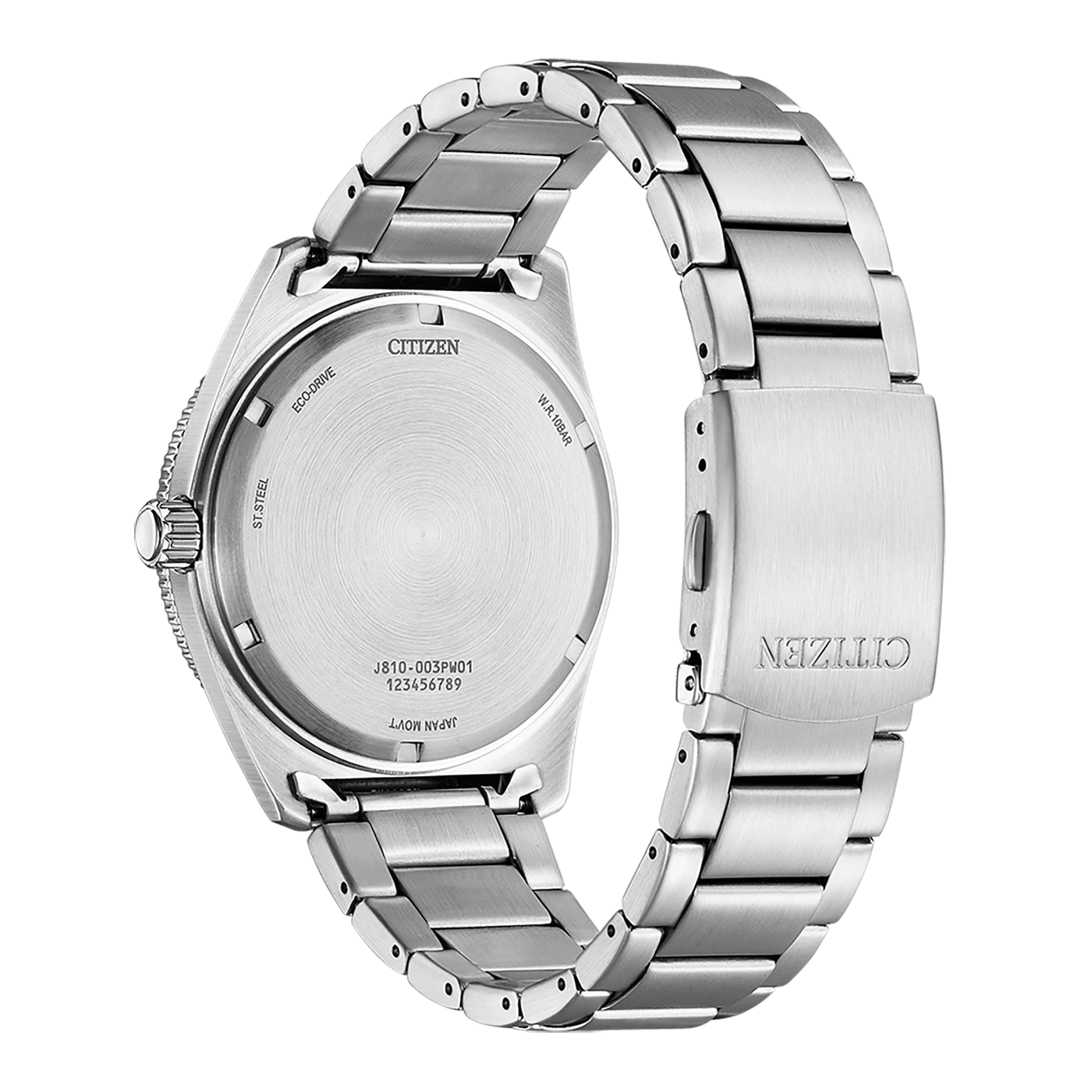 Montre Citizen en acier inoxydable avec bracelet en métal.