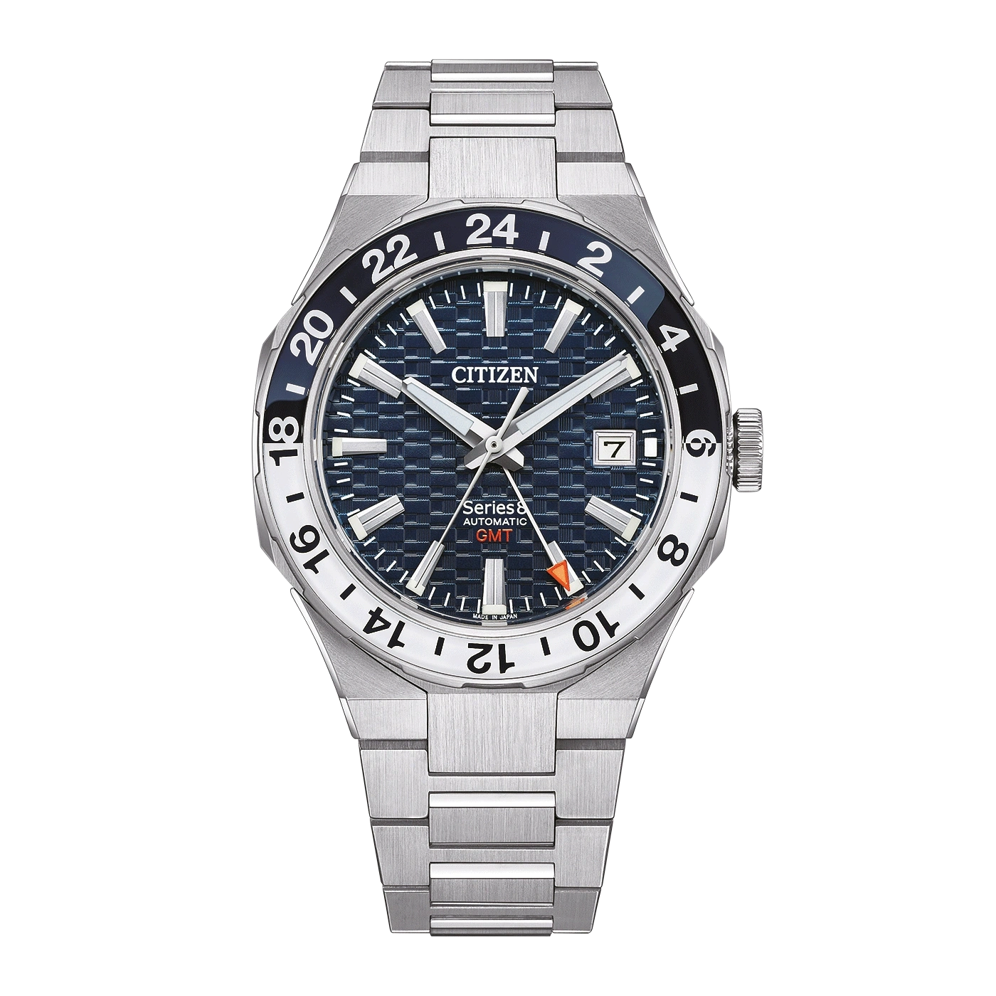 Montre Citizen Series 8 automatique GMT sur fond blanc