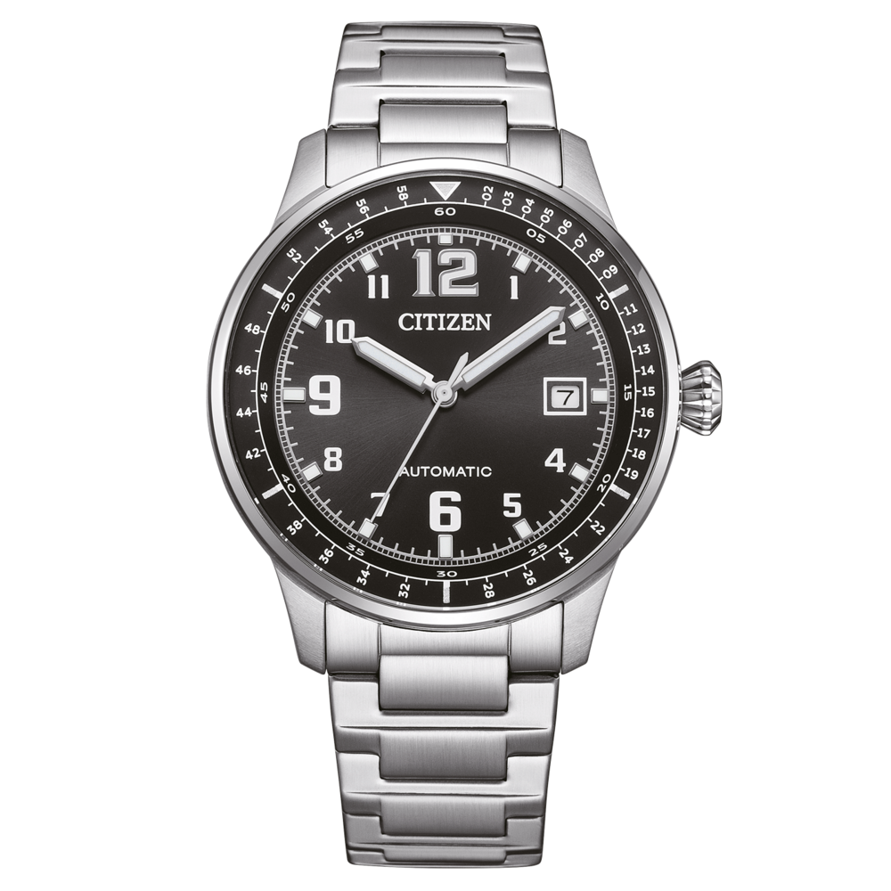 NJ0190-51E Homme Acier inoxydable noir ⌀ 40mm