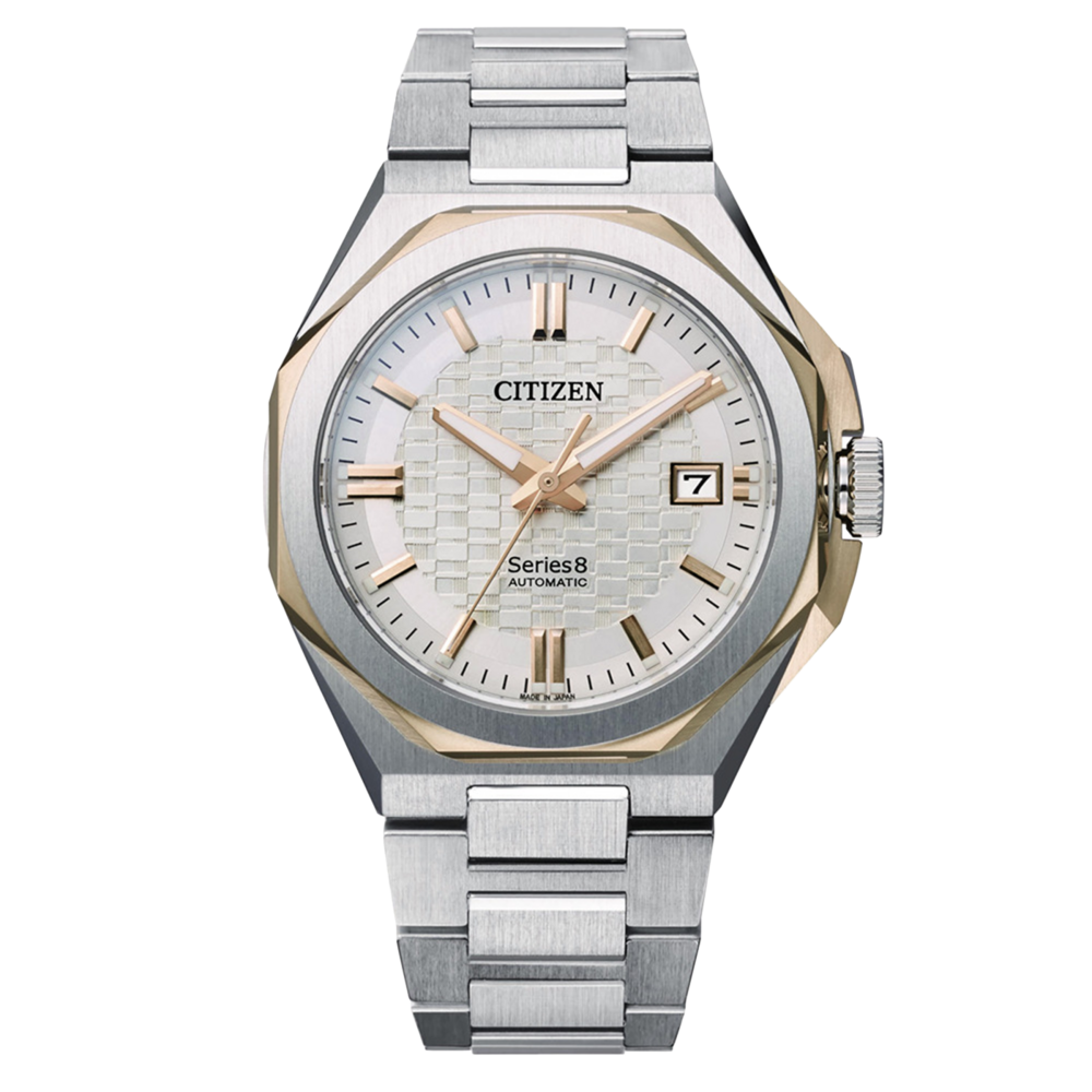 Montre Citizen Series 8 automatique argent et or avec cadran blanc