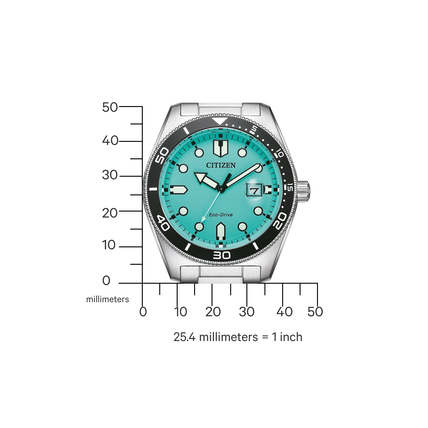 Montre Citizen Eco-Drive turquoise avec échelle de mesure