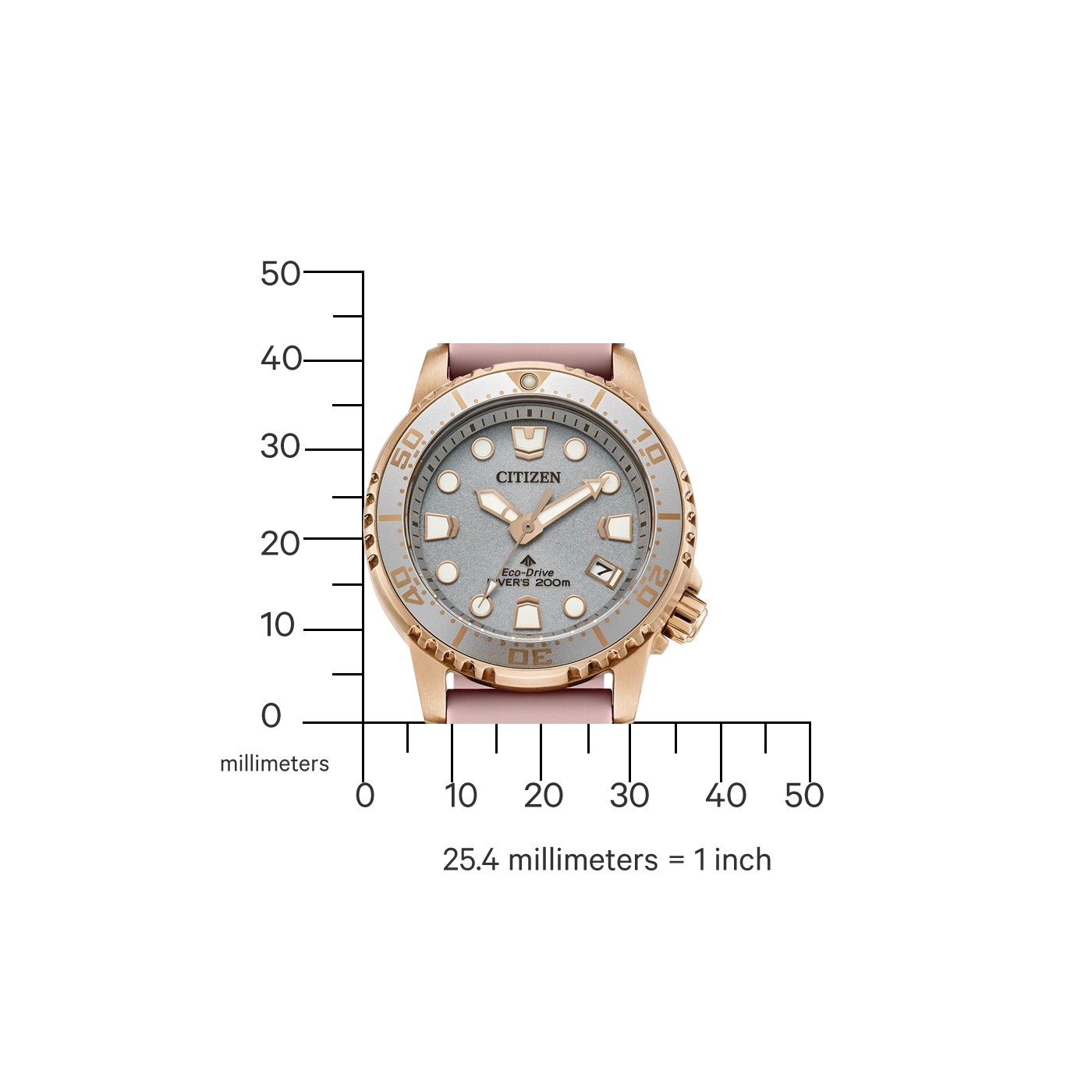 Montre Citizen Eco-Drive pour femme, bracelet rose, cadran gris, étanche 200m