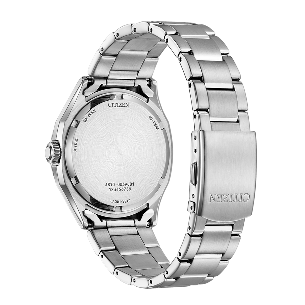 Dos de montre Citizen, acier inoxydable, Eco-Drive, W.R.10BAR, Japan Movt.