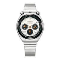 Montre chronographe Citizen argentée avec cadran blanc et noir