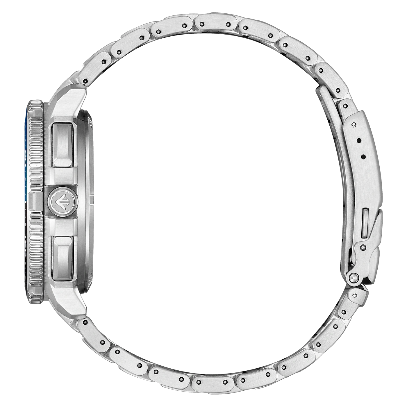 Montre bracelet en acier inoxydable, vue latérale