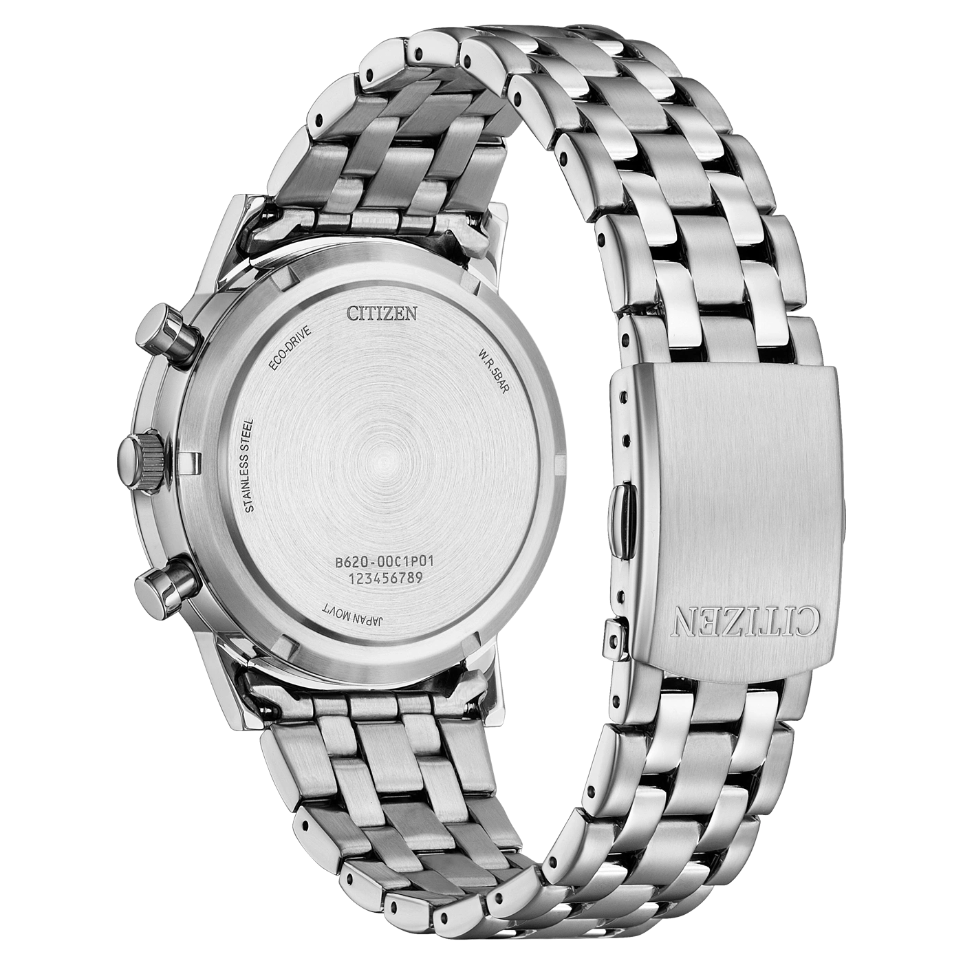 Dos de montre Citizen en argent avec bracelet en acier inoxydable