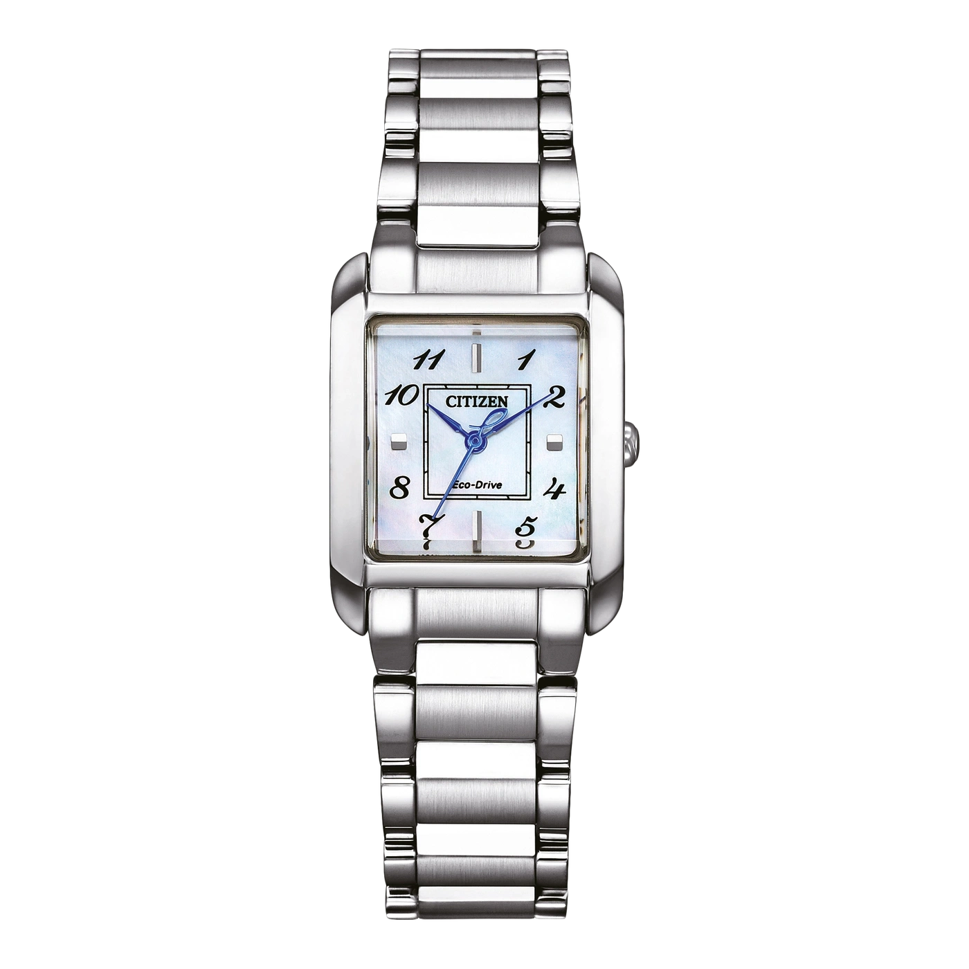 Montre Citizen Eco-Drive rectangulaire argentée sur bracelet